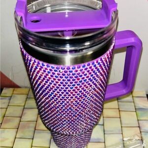 Purple Rhinestone Travel Mug